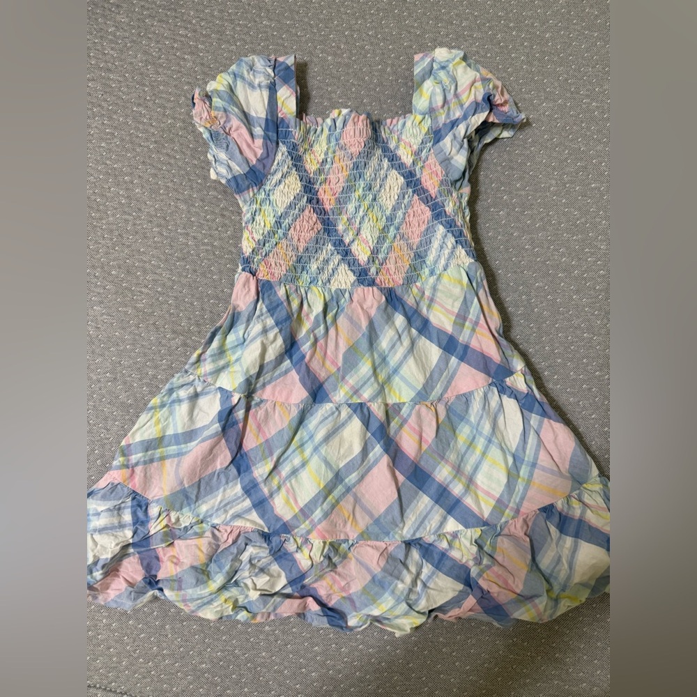 Gymboree Pastel Plaid Smocked Ruffle Dress - Pink, Blue & Yellow